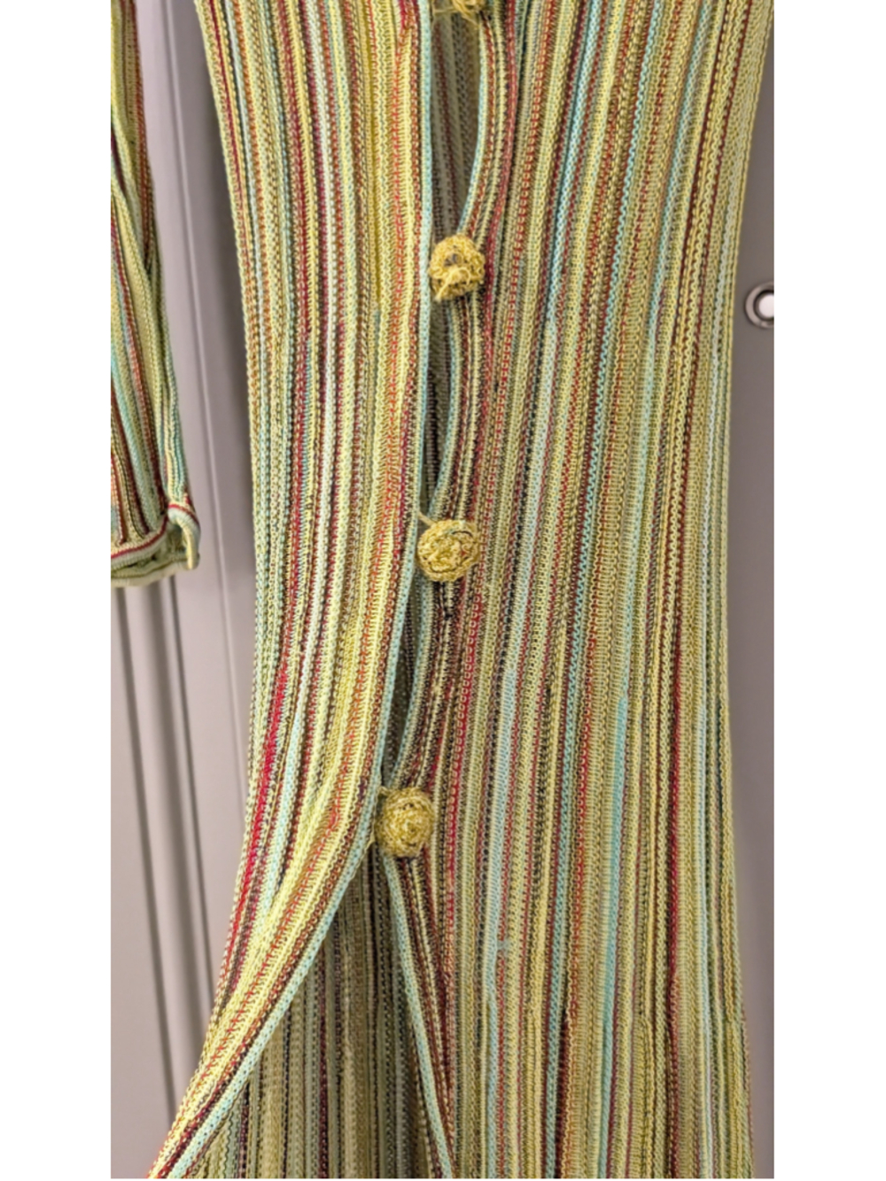 Women's Fisun Striped Knit swim cover up in Yellow and Red - Picture 3 of 11